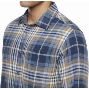 Eddie Bauer Flannel Plaid Shirt Mens Large Blue Brown Country Preppy NEW